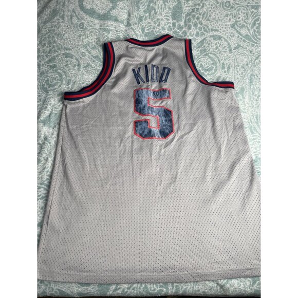 Jason Kidd # 5 Nike New Jersey Nets Men NBA Gray Rewind 77 L+2 Basketball VTG XL - Picture 2 of 5